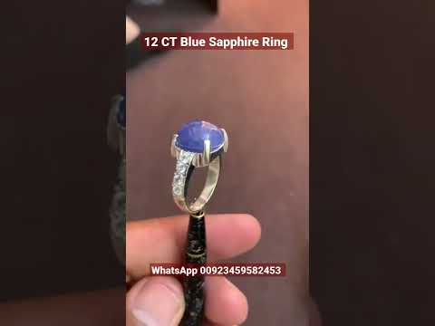 12 Carats, Natural Ceylon Blue Sapphire Gemstone with 925 Sterling Silver Ring