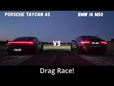 2024 Porsche Taycan 4S 571hp vs 2023 BMW i4 M50 544hp | Drag Race | 4K