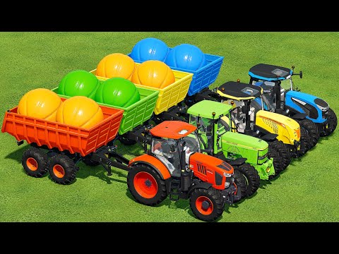 KUBOTA vs JOHN DEERE vs MCCORMICK & LANDINI COLORED TRACTORS PARKOUR - Farming Simulator 22