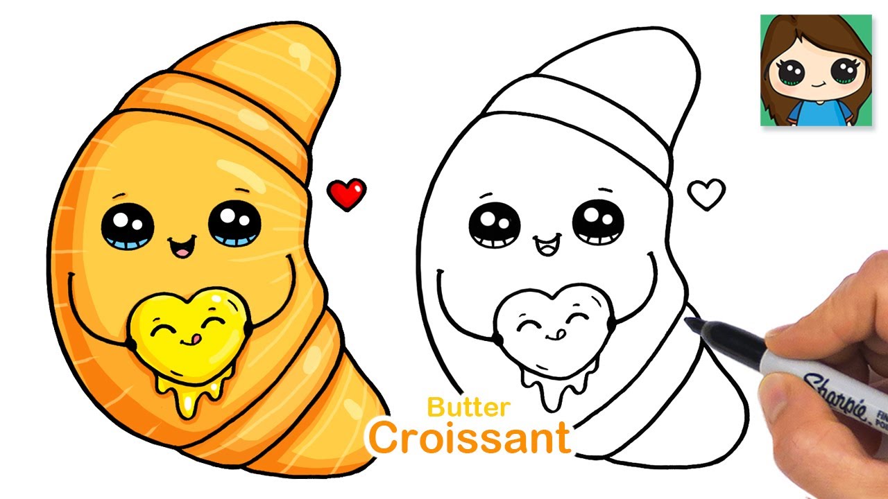 How to Draw a Croissant w/Butter 🥐 Cute Food Art