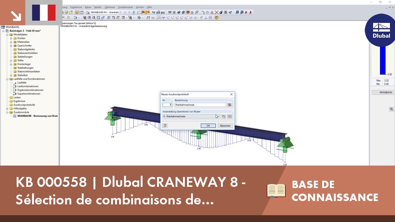 KB 000558 | Dlubal CRANEWAY 8 - Sélection de combinaisons de charges dans le rapport d'impression de CRANEWAY 8