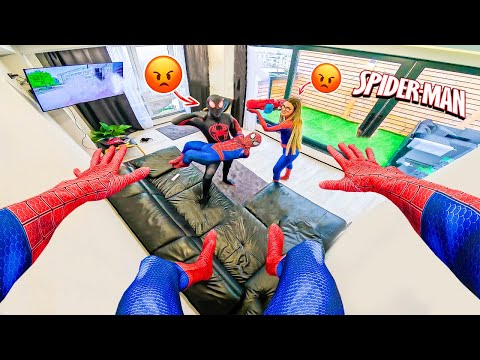 TWO SPIDER-MAN TWINS Making Fun of NEW LITTLE SPIDEY! (POV Funny)