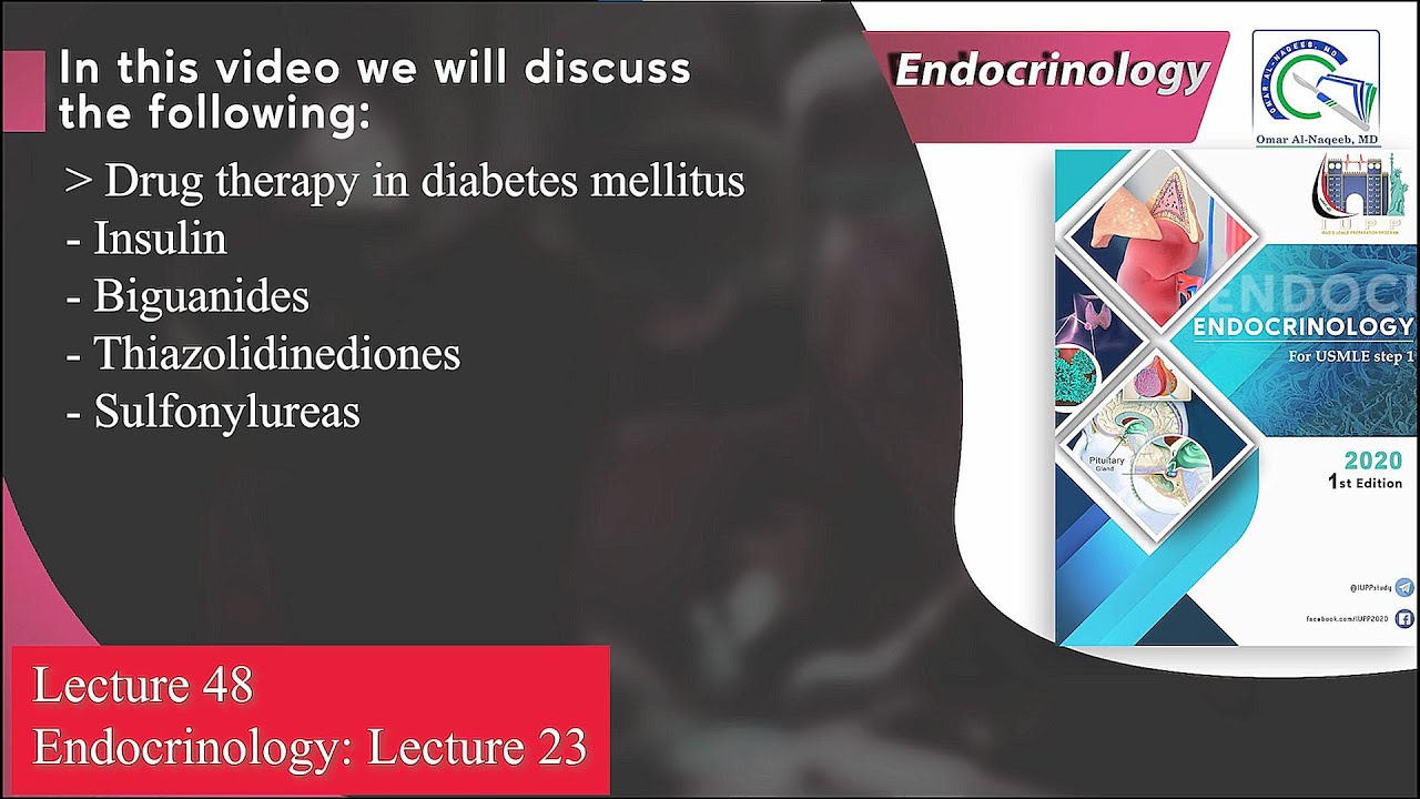 Drug therapy in diabetes mellitus: Insuin || Biguanides || Thiazolidinediones || Sulfonylureas