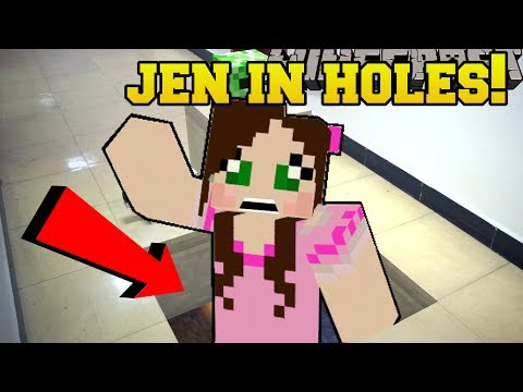 PopularMMOs - Minecraft: JEN FALLING IN EVERY HOLE!!! - MAKERS SPLEEF -  Mini-Game