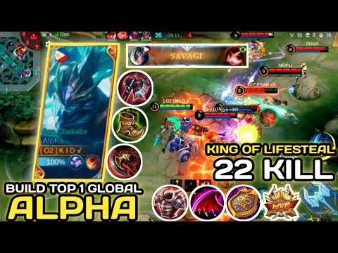 ALPHA KING OF LIFESTEAL 100% IMORTAL ! BEST BUILD ALPHA 2023 AUTO SAVAGE, LET'S USE THIS HERO ~ MLBB