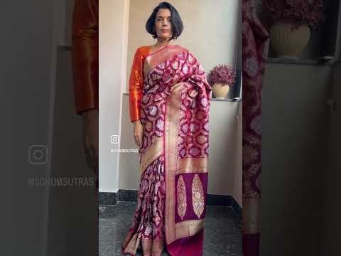 Wine Colour Sona Rupa Zari Jangla Jaal Saree