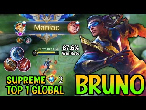 Supreme Bruno Gameplay!! Top 1 Bruno Global Best Build In 2021 - Mobile Legends