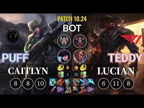 IG Puff Caitlyn vs T1 Teddy Lucian Bot - KR Patch 10.24