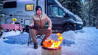 Luxury Vanlife Camping in Heavy Snowstorm