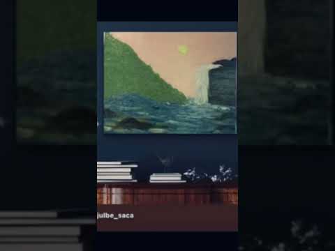 My very 1st oil painting on stretch canvas measuring 20”x16” Seascape “waterfall “.