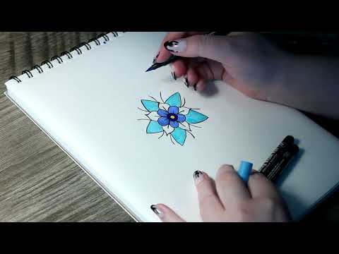 ASMR Drawing a Traditional Style Flower | unintentional asmr