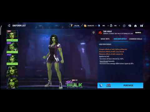 She Hulk new uniform looks and skill showdown || Marvel Future Fight