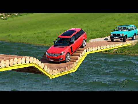 Cars vs Broken Bridge with Potholes Challenge #2 in BeamNG Drive!