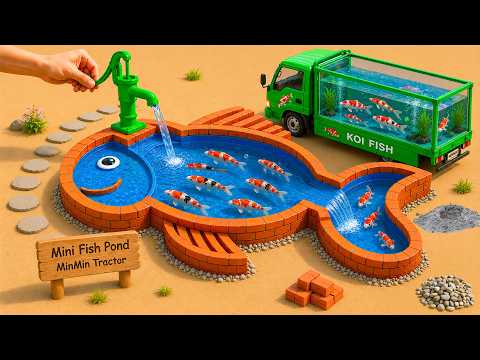 Building a Creative Fish-Shaped Koi Pond DIY Mini Construction | @MinMinTractor