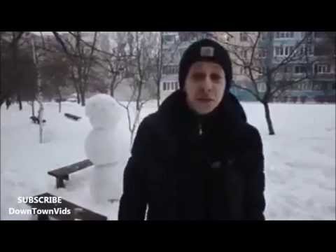 Russian guy trying to beat a snowman - Fail :D