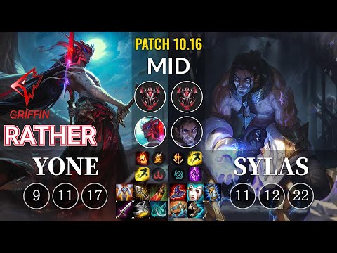 GRF Rather Yone vs Sylas Mid - KR Patch 10.16