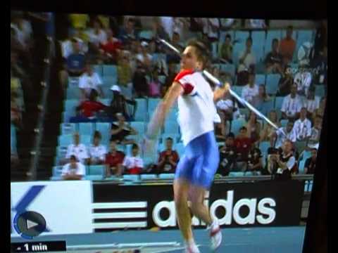 Russian athlete screams at his javelin