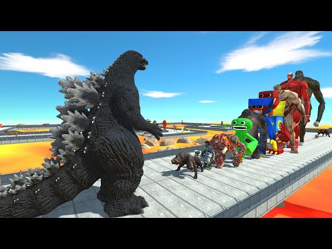 Heisei Godzilla vs Colossal Titan LAVA DEATH RUN - Animal Revolt Battle Simulator