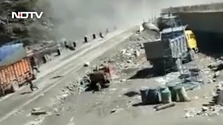 Video: Rocks Roll Down Hill Outside Kashmir Tunnel, People Run To Safety