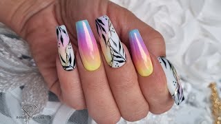 Tropical summer ombre nails. How to Create Ombre Nails with Gel Polish step by step nail tutorial