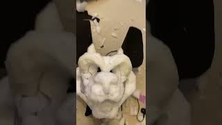 Making Yan’s fursuit head foam base #fursuit #furry #cosplay #fursuitmaking #costume #therian