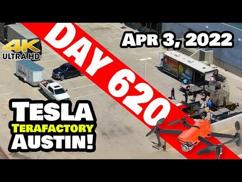 PREPARING FOR CYBER RODEO AT GIGA TEXAS! - Tesla Gigafactory Austin 4K  Day 620 - 4/3/22 - Tesla TX