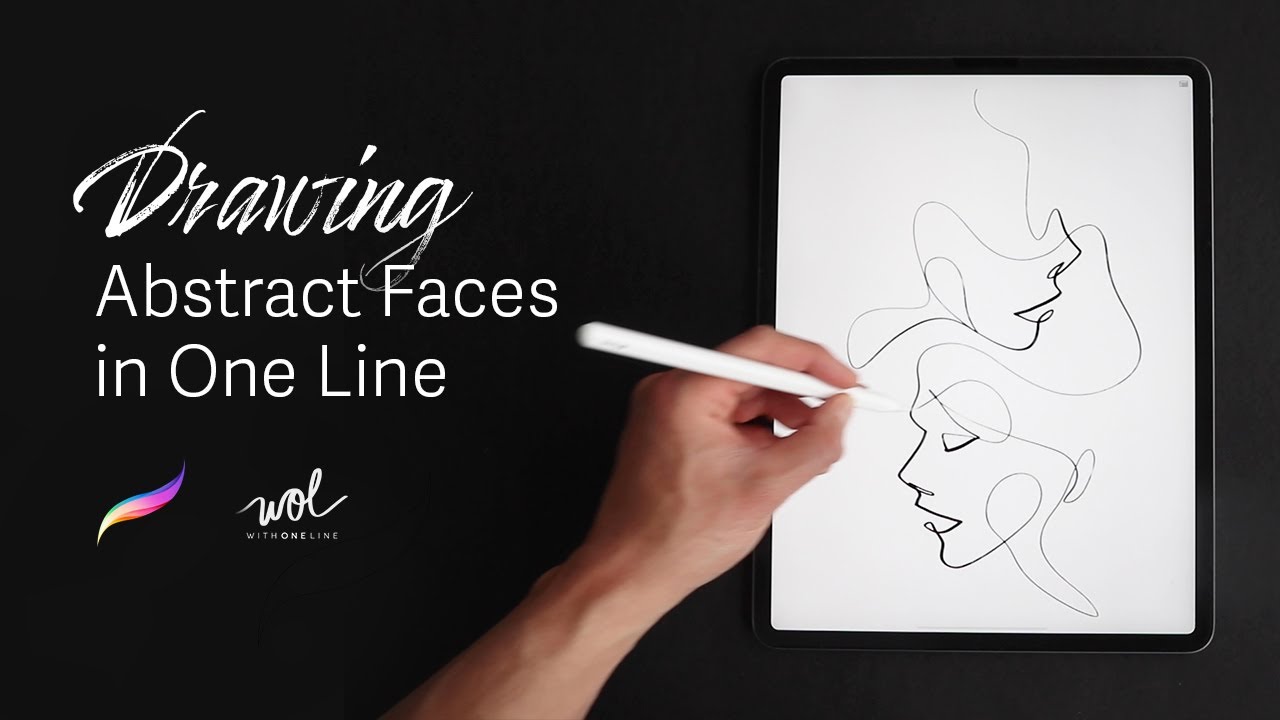 Abstract Faces in One Continuous Line Using Procreate App