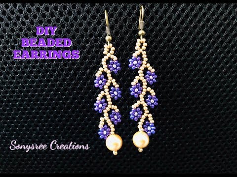 Daisy Vine Earrings. DIY Beaded Earrings. How to make beaded earrings.