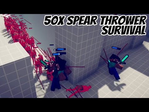 50x Spear Thrower Survival vs Every Faction - Totally Accurate Battle Simulator TABS