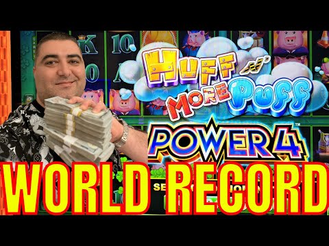World RECORD BREAKING JACKPOT On HUFF N MORE PUFF POWER 4 Slot