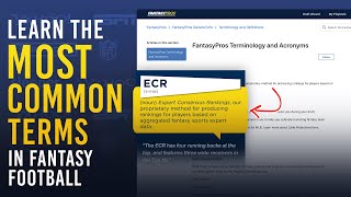 Fantasy Football Glossary and Commonly Used Terms: ECR, ADP, Value Drafting & More (2020)