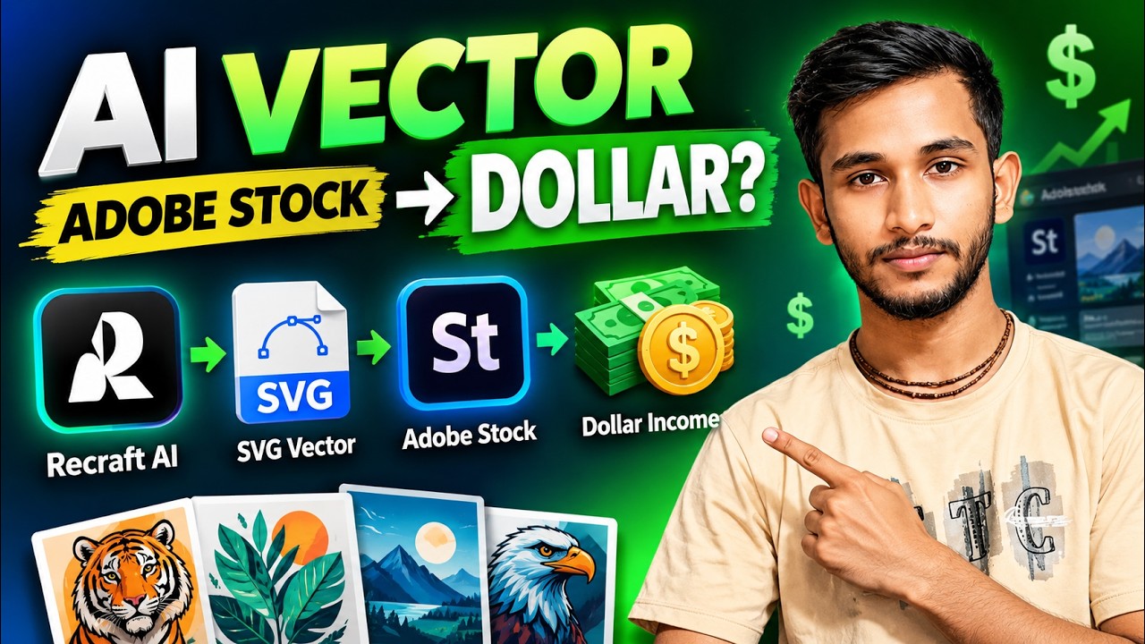 Adobe Stock doller income korar niom এই ভিডিওতে Illustrator দিয়ে SVG File তৈরির করা দেখানো হয়েছে