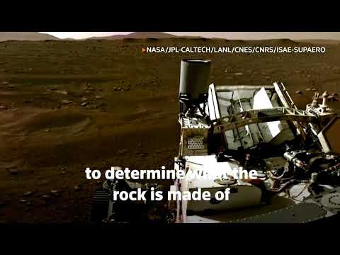 This is the sound of a laser zapping a rock on Mars.It was recorded aboard NASA's Perseverance rover