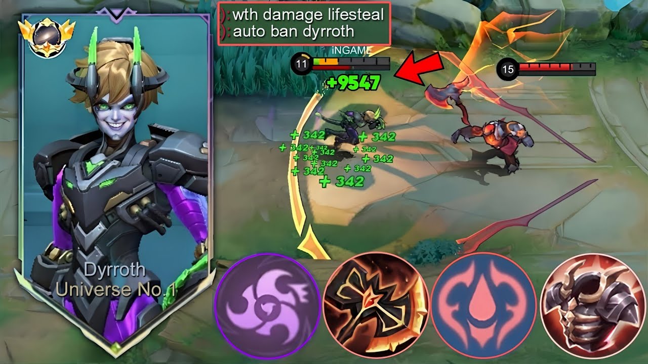 BUFFED DYRROTH IS HERE!! NEW UPDATED GUIDE AND EFFECTIVE ITEM EMBLEM FOR LIFESTEAL & DAMAGE - MLBB