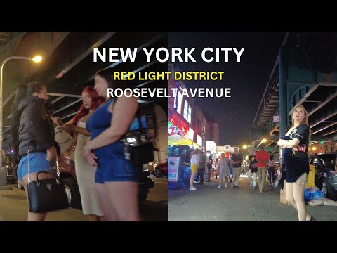 New York City Red Light District Walk at Night🔥Roosevelt Avenue Queens NYC
