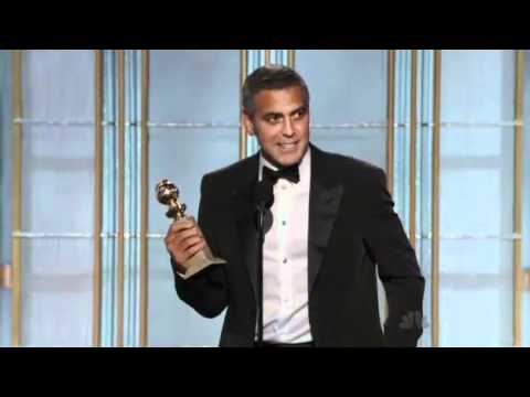 George Clooney winning a Golden Globe 2012 HQ