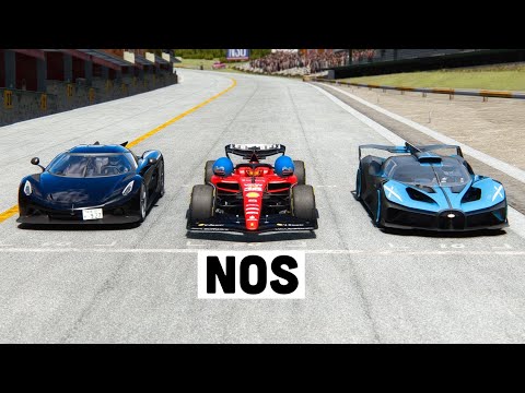 Ferrari F1 2023 WITH NOS vs Bugatti Bolide vs Koenigsegg Jesko Absolut at Special Stage Route X