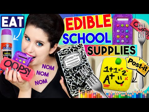 DIY Edible School Supplies | EAT Your Calculator, Notebook, Glue Stick, Eraser & Post-It Notes! Video