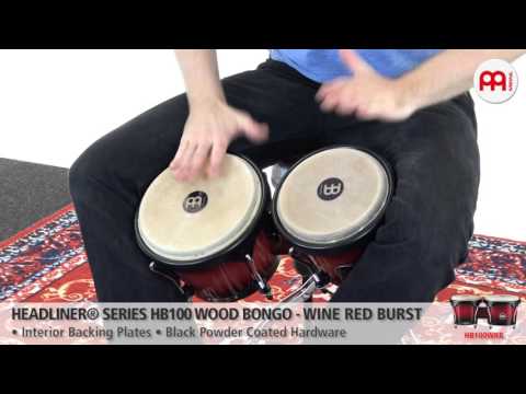 Meinl Percussion HB100WRB Rubber Wood Bongos with Natural Skin Heads, Wine Red Burst (VIDEO) image 2