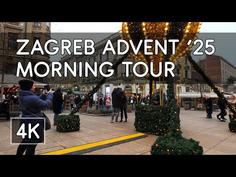 Walking Tour: Zagreb Christmas Advent Market 2025, Croatia - Part 1 - 4K UHD Virtual Travel