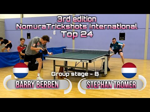 Top 24 Group B Stephan Tromer vs Barry Berben - Nomuratrickshots international #tabletennis