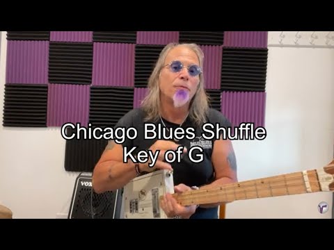 Chicago Blues Shuffle in open G tuning 3 String Cigar Box Guitar easy beginner lesson Bumblebee Slim