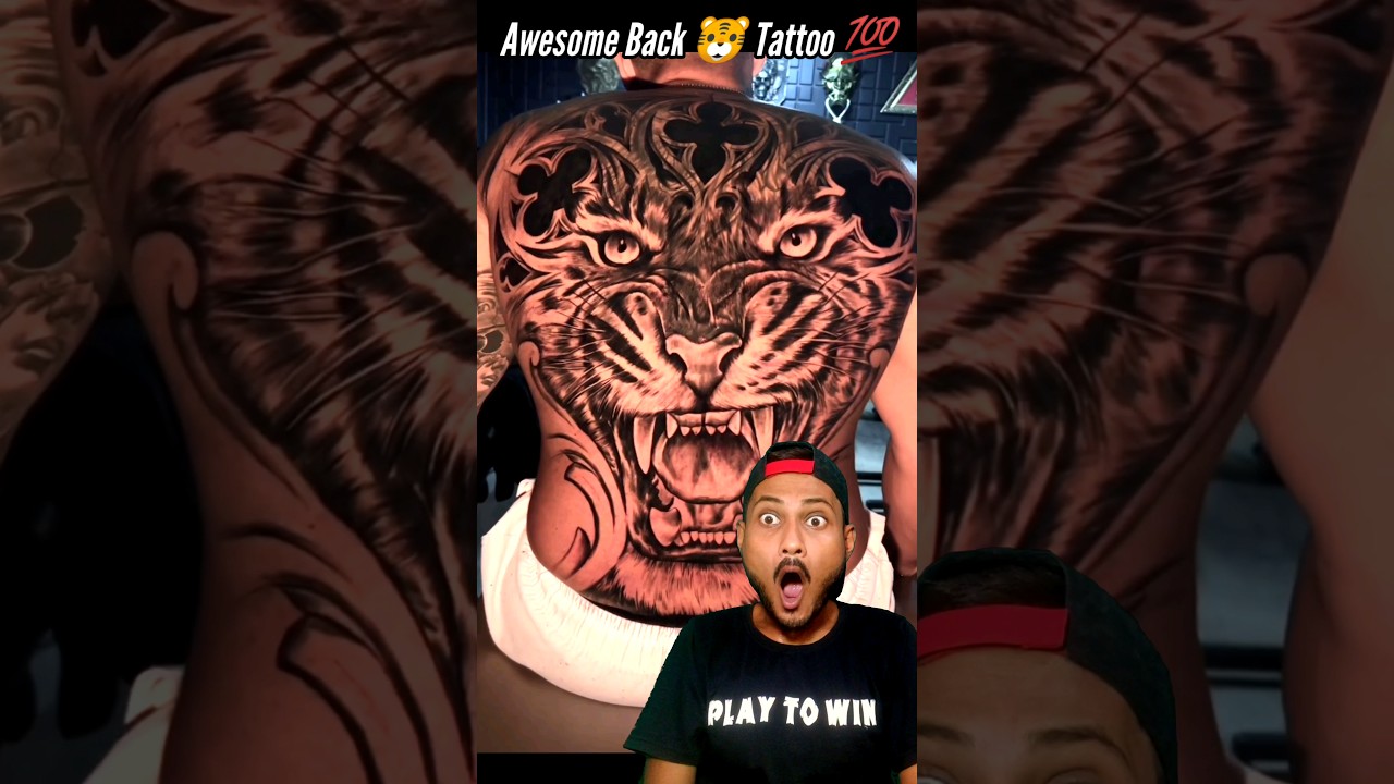 Awesome Back Tiger 🐯 Tattoo 💯|REACTION😱|#tattoo#tattooart#reaction#respect#viral#shortsfeed#shorts