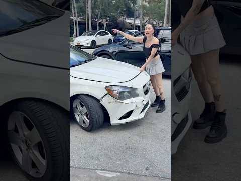 Chaos erupts as a Mercedes crashes into a Tesla, tries to flee—trapped by a trolley!