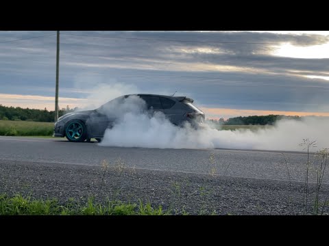 Twin turbo V12 DCT subaru STI burnout