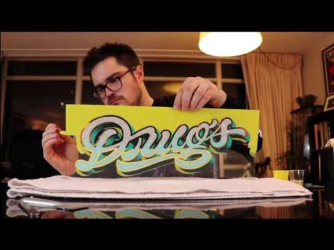 'Drugs' Gold Leaf Reverse Glass Painting