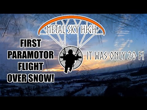 Freezing First Paramotor Snow Flight!