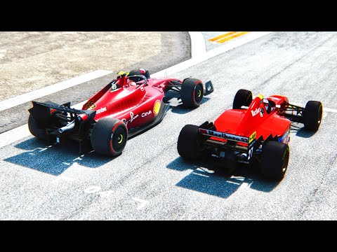 Ferrari F1 2022 vs Ferrari F1 1995 Jean Alesi at Donigton Park