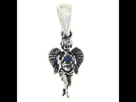 Pandant Argint 925 Safir de Ceylon Natural - Ingeras Moon Angel
