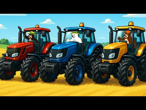 Bear Tractor Team – Red, Blue, and Yellow Tractors in Action 🚜🐻  Garage 2